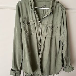 Olive button down shirt